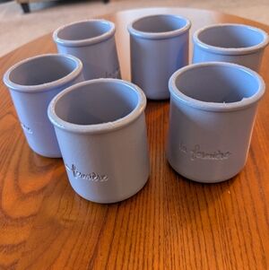 La Fermier Periwinkle Glazed Terra Cotta Yogurt Pots - Set of 6